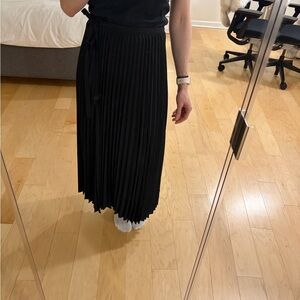 Sezane Black Pleated Maxi Skirt with Tie Waist - like new